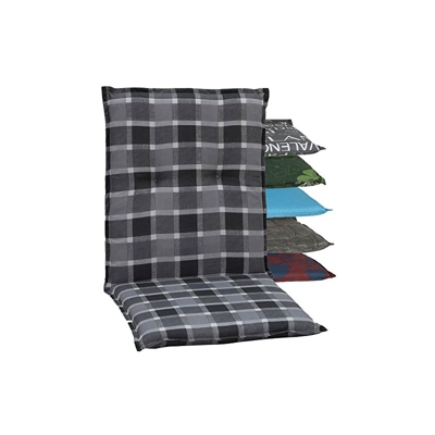 Gartenstuhl-Kissen - Cuscini per Esterno per Schienale Basso per Sedie da Giardino A Scacchi Grigio Antracite Bianco, 98 x 48 Cm