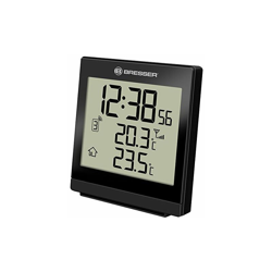 Bresser - Temeo SQ, Termometro con rilevazione della temperatura interna ed esterna, orologio radio-controllato, sveglia, colore: Nero precio
