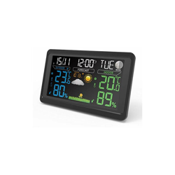 Stazione meteo radio con sensore esterno, termometro digitale igrometro interno ed esterno termometro umiditÃ con previsioni meteo, display ora, precio