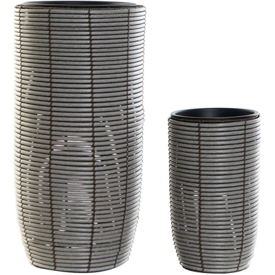 Vaso DKD Home Decor Grigio PVC (2 pcs)