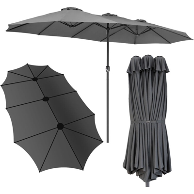 Kingsleeve Ombrellone Doppio XXL con Manovella Idrorepellente Protezione UV 40+ Giardino Balcone Terrazza Antracite