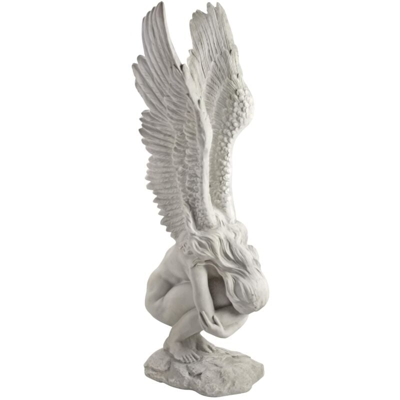 Design Toscano NG33660 Scultura Angelo del Ricordo e della Redenzione, Grande, Avorio, 28x20.5x77.5 cm