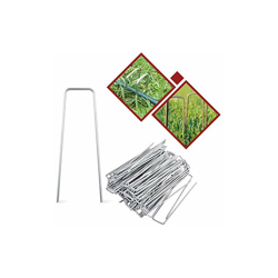 Cskunxia - Confezione da 50 picchetti da giardino in acciaio a forma di U spilli in acciaio per fissare il tessuto delle erbacce características