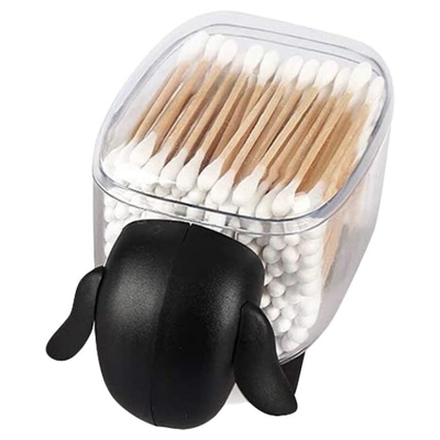 Bearsu - Organizer per trucco in cotone creativo con supporto per dischetto di cotone, mini tampone di cotone in plastica - Pecora carina resistente