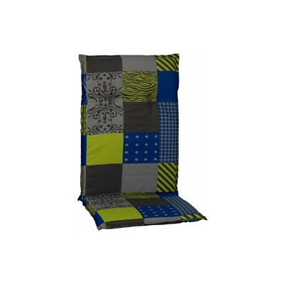 beo Giardino Cuscino per Sedia con Schienale Alto, Patchwork, Circa 118Â x 48Â x 6Â cm, Blu/Verde/Grigio/Multi