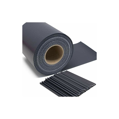 Stuoia per recinzione frangivista, pellicola in PVC di colore grigio â antracite, altezza 19 cm, lunghezza 50 m, con 26 clip fissaggio. Accessori