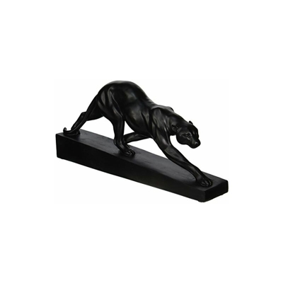 Design Toscano EU6104 Statua Art Déco Pantera in Cerca di Preda, Nero, 7.5x42x19 cm