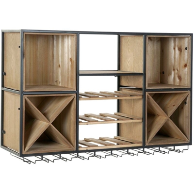 Portabottiglie DKD Home Decor Marrone Nero Metallo Legno MDF (105 x 30 x 68 cm)