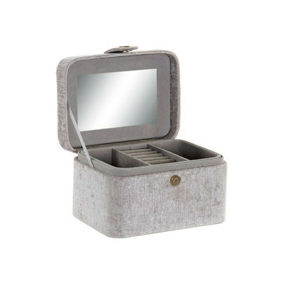 Scatola-Portagioie DKD Home Decor Velluto Beige Poliestere (16 x 12 x 10 cm)