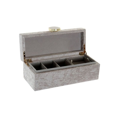 Scatola-Portagioie DKD Home Decor Velluto Beige Poliestere (29 x 12 x 10 cm)