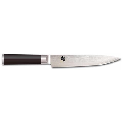 Piccolo Coltello Trinciante Stretto Cm 18 Linea Shun Classic Di Kai In Acciaio Damasco Con Manico In Legno Pakka