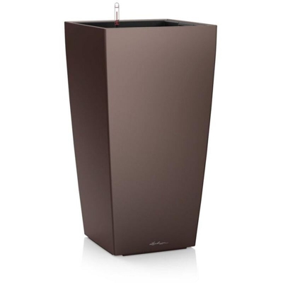Lechuza Cubico 22 Premium-Vaso da Interno autoinnaffiante, Colore: caffè