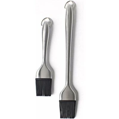 Spazzola per grigliare spazzola per grigliare in silicone con manico in acciaio inox per carne alla griglia biscotti torta 2 pezzi (30 cm + 20 cm)