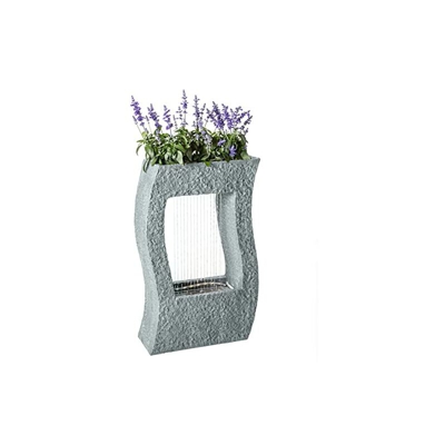 Dehner - Fontana da giardino Vittoria, con illuminazione a LED, ca. 78,5 x 50,5 x 20 cm, in poliresina, colore: Grigio