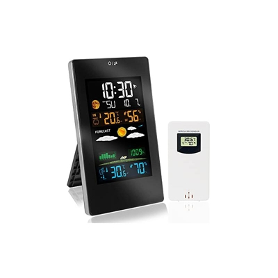 Baytter Stazione meteo multifunzione con display LCD a colori e sensore esterno, termometro digitale igrometro per interni ed esterni, previsioni