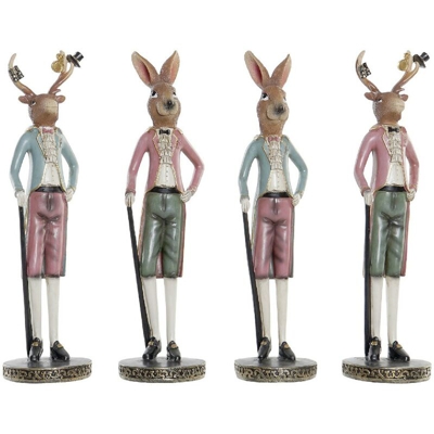 Statua Decorativa DKD Home Decor Resina Coniglio (4 pcs) (10 x 10 x 36 cm)