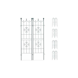 Relaxdays, Verde Set 2 Grigliati per Rampicanti, in Metallo 180x50cm Design con Motivi Decorativi, ad Incastro, Scuro precio