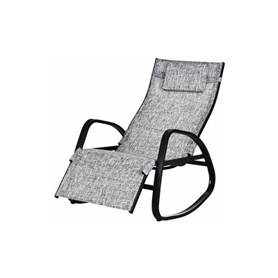 Outsunny Sdraio a dondolo da esterno con schienale e poggiapiedi regolabili, 90 x 64 x 110 cm, grigio