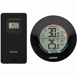 Orno OR-SP-3100 Stazione Meteorologica con Sensore Esterno Termometro Interno/Esterno Resistente alle Intemperie IPX6 Gamma 60m (Black) precio