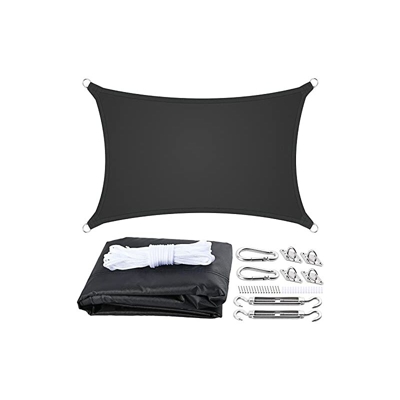 Goldge - Tenda da sole impermeabile rettangolare, 2 x 3 m, protezione dai raggi UV, con corda libera e 40 pezzi, kit di montaggio per giardino,