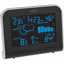 TFA Dostmann SPHERE 35.1148.01.IT - Stazione meteo radio con display a cambio di colore con trasmettitore esterno, colore: nero, 160 x 87 x 165 mm características