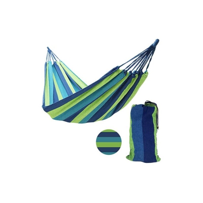 KleinerVier Amaca per esterni in cotone per 2 persone, 190 x 100 cm, portata fino a 200 kg, con borsa per il trasporto, per esterni, giardino, blu