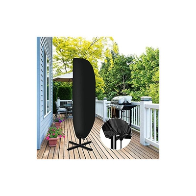 Copertura per ombrellone, impermeabile, antivento, anti-UV, resistente agli strappi, tessuto Oxford 210D, extra large, con chiusura lampo (265 x