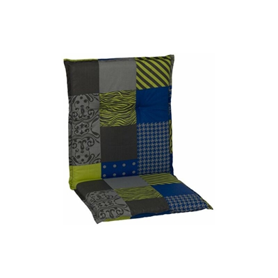 beo Sedia da Giardino Cuscini Cuscino per Sedia a Schienale Basso Design Patchwork, Circa 98Â x 48Â x 6Â cm, Blu/Verde/Grigio/Multicolore