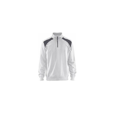 Blaklader 335311581094XL - Felpa con mezza zip, 2 colori, taglia XL, colore: Bianco/Grigio