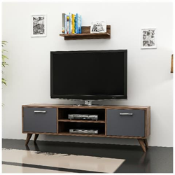 Mobile Porta Tv New Horus - Con Ante, Ripiani - Da Salotto - Antracite, Noce In Legno, 120 X 30 X 45 Cm características