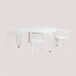 SKLUM Set tavolo in alluminio (140x100 cm) Marti e 4 sedie da giardino Ivor Bianco Polipropilene características