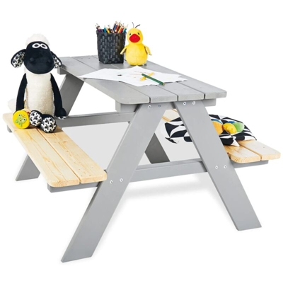 Pinolino Tavolo Picnic per Bambini con Panche Nicki für 4 Legno Grigio - Grigio