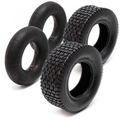 Copertone e camera d'aria set 4 pezzi 15 x 6.00-6 per ruote trattorini tosaerba