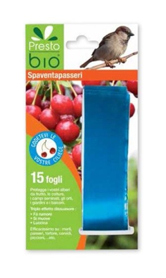Presto Bio Spaventapasseri 15 Fogli Adesivi Contro Piccioni Merli Tortore