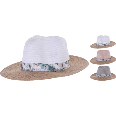 Cappello Donna In Paglia Tropical Colori Assortiti Accessori Abbigliamento Uomo Donna