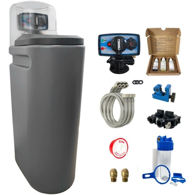 Addolcitore d'acqua 20L Fleck 5600 MC completo di pre-filtrazione e accessori di montaggio