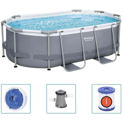 Bestway Piscina Fuori Terra Ovale Power Steel 305x200x84 cm - Grigio características