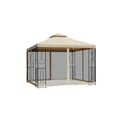 Outsunny - Gazebo da giardino per feste, resistente alle intemperie, con 4 ripiani in metallo + poliestere, beige, 3 x 3 m características