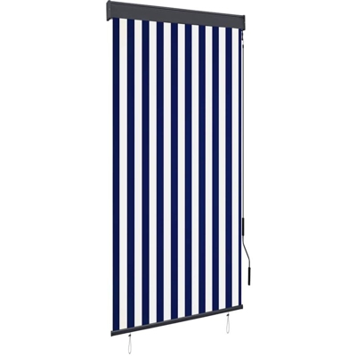 vidaXL Tenda a Rullo per Esterni 100x250 cm Blu e Bianca - Blu