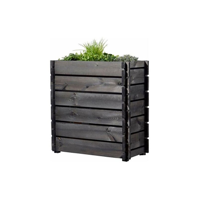 dobar 58442FSCe Aiuola rialzata con Sistema a Incastro, fioriera con Pellicola per Piante, 79 x 37 x 79 cm, Pino, Antracite