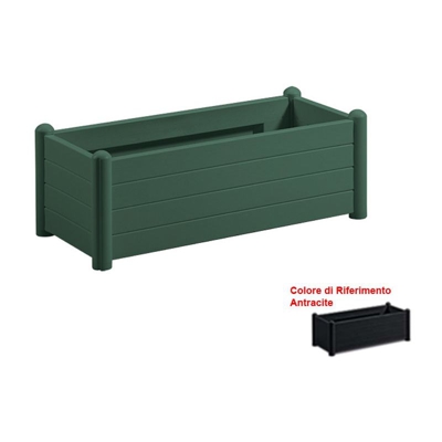 Fioriera Vaso Cassetta Rettangolare Italia 100Cm Antracite Per Fiori Balcone
