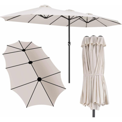 Kingsleeve Ombrellone Doppio XXL con Manovella Idrorepellente Protezione UV 40+ Giardino Balcone Terrazza crema características