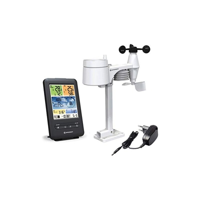 Bresser Radio Della Stazione Meteorologica con Sensore Esterno Wlan Color Weather Center 5 In 1 con Sensore Esterno Per Temperatura, Nero