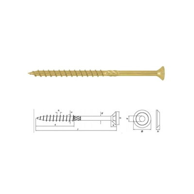 20 pezzi VITE VITI TORX PER LEGNO 8x120 mm ZINCATE GIALLE TESTA CAVA FRIULSIDER