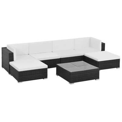 Set Divano Da Giardino 19 Pz In Polyrattan Nero