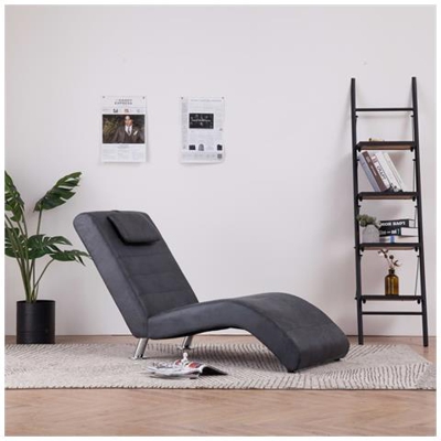 Poltrona Relax Con Cuscino Grigia In Pelle Sintetica Scamosciata