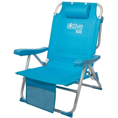 Aktive 53983 - Sedia a Zaino Pieghevole in Alluminio Beach 64x63x82 cm - 5 Posizioni