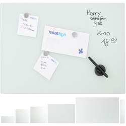 Lavagna Magnetica in Vetro, Scrivibile, Bacheca da Parete, 3 Calamite, Pennarello, 80 x 50 cm, Bianca características