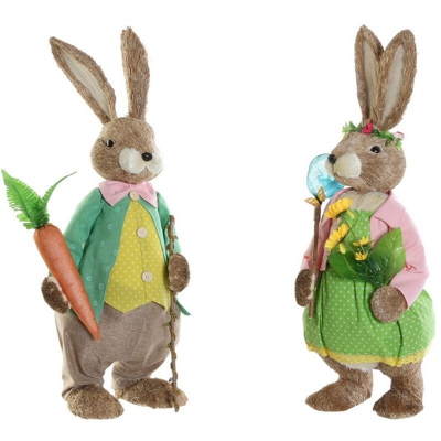 Statua Decorativa DKD Home Decor Poliestere Fibra Coniglio (2 pcs) (27 x 20 x 76 cm)