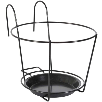 Verdemax Balconiera Nera Tonda D.15Cm Con Sottovaso Accessori Piante Fiori